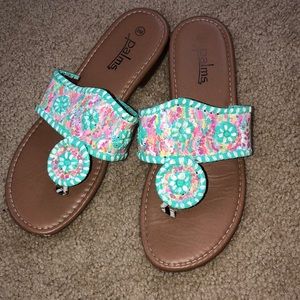 Palms custom painted flip flops.